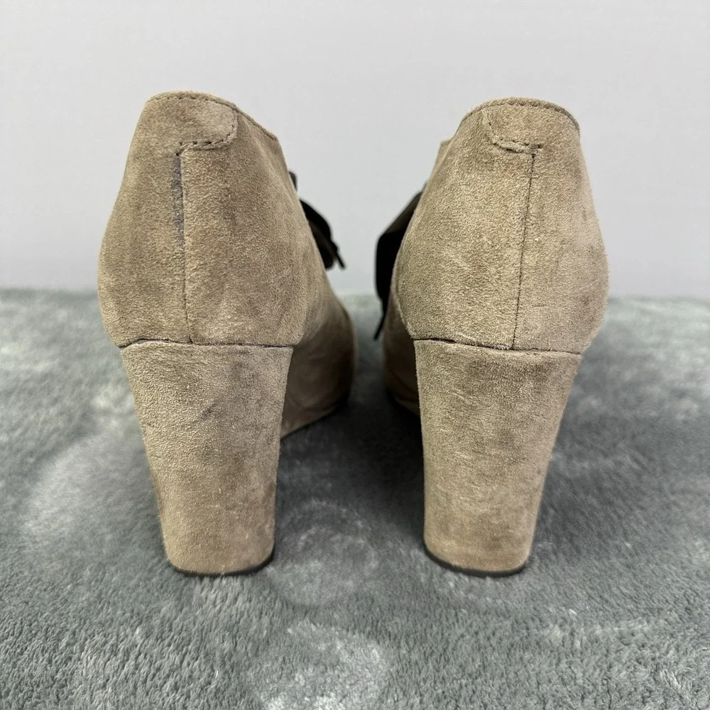 Bussola Women's Enna Boot Size 41‎ 10 Tan Taupe Suede Lace Up High Wedge